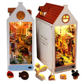 Book Nook Kit DIY Miniature House with LED Light Booknook Bookshelf Insert De... Model