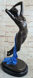 LARGE SIGNED NUDE LADY ANGEL BRONZE STATUE SCULPTURE HAND MADE FIGURINE FIGURE Model