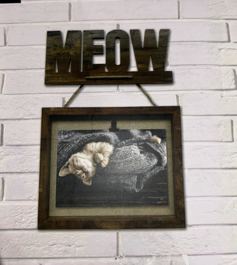 Wall Meow Cat Decor Wood Photo Frame Memo Board Hardware Included 5¡±x7¡± Or 4¡±x6¡± Model