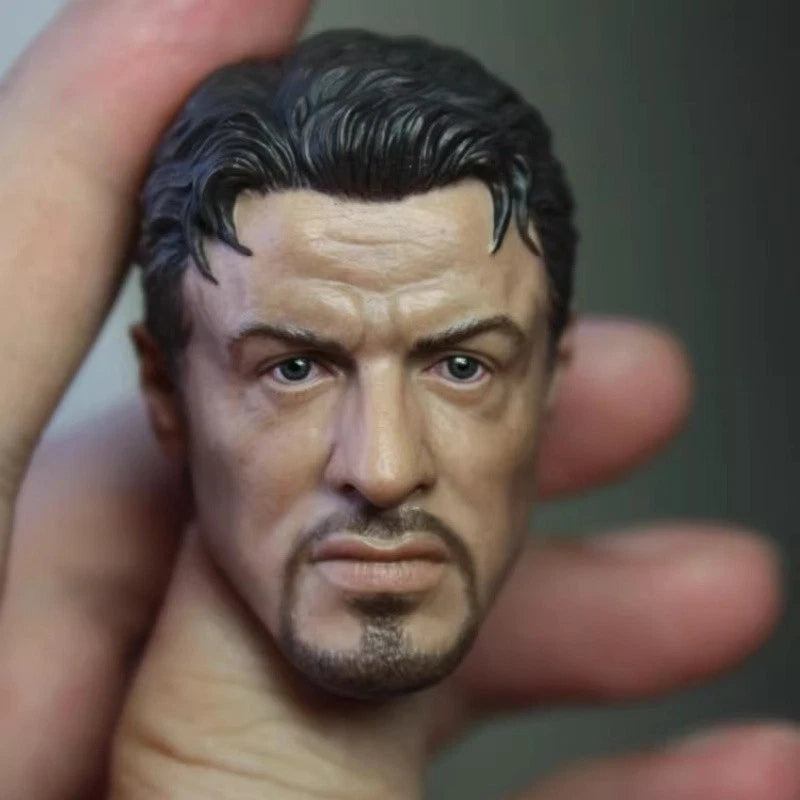 1/6 Scale Male Soldier Stallone Head Sculpt Carved Model  For 12inch Body Dolls Model