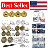 Metal Snap Button Replacement Kit - 32 Styles for Loose Jeans - Easy Install Model
