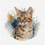 Luca-S counted cross stitch kit with hoop "The Bengal Cat", 16x16cm, DIY Model