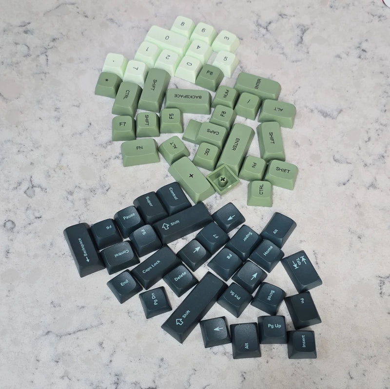 Dark Green, Green, Light Green Plastic Keyboard Keycaps Set, English 64 count. Model
