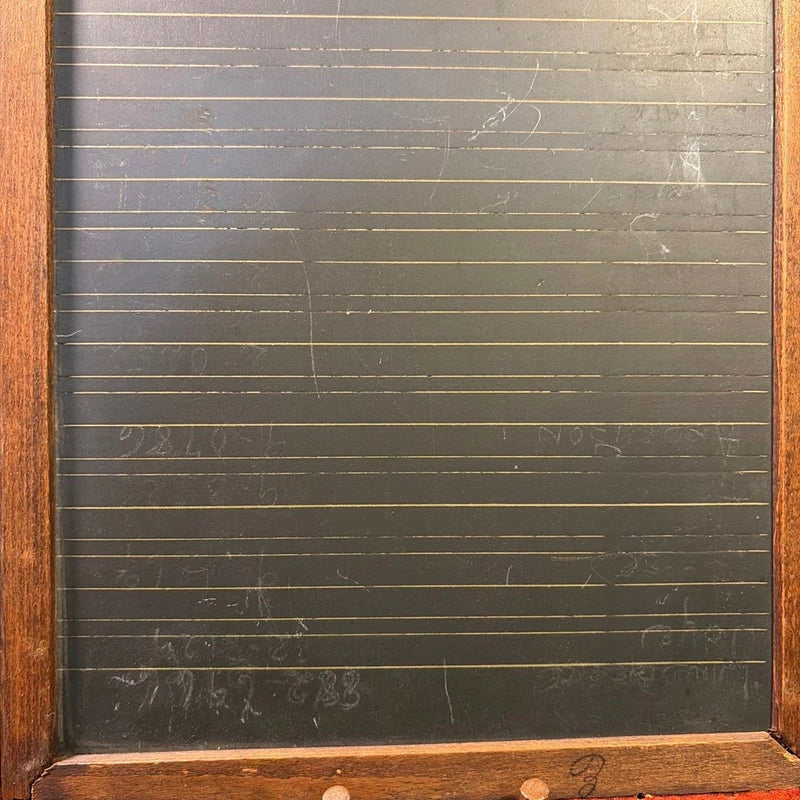 Antique Double Sided Slate Chalkboard Wood Frame Red Felt Edge Schoolhouse Decor Model