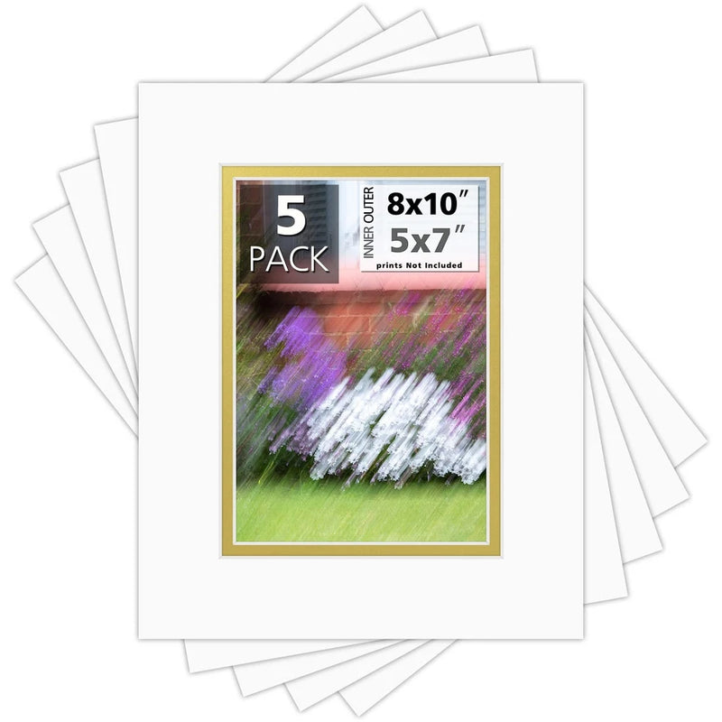 5 Pack Double Photo Mat Boards White Core 8-Ply Acid-Free DIY Picture Framing Model
