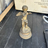 Vintage Brass Angel Playing Flute, On Pedestal Figurine 8¡± Paperweight Model