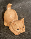 Cute Kitten Wooden 1 7/8" Handcrafted Figurine Model