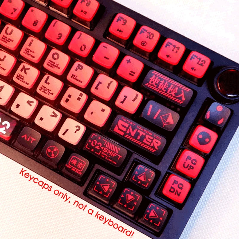 Red Evangelion Asuka EVA02 PBT Keycap 125 Keys for Cherry MX Mechanical Keyboard Model