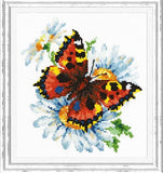 New Magic Needle Cross Stitch Kit Butterfly and Daisies 42-11 Model
