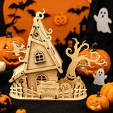 Halloween Witch House 3D Wooden Puzzle Kit - DIY Haunted House Building Model... Model