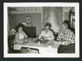 People Playing Aggravation Board Game at Dining Table Snapshot Photo 1960s Model