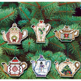 DIY Janlynn Christmas Tea Teapot Counted Cross Stitch Ornament Kit Model