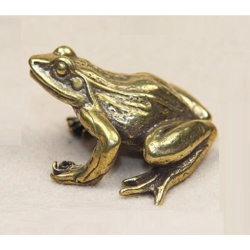 Brass Frog Animal Statue Small Sculpture Tabletop Figurine Home Decor Gifts Model