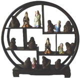 Vintage Japanese Porcelain Figurines in bespoke wooden display case Model