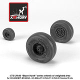 Armory Models AR AW72334 Scale kit 1/72 UH60 Black Hawk wheels w/ weighted tires Model