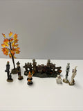 Vintage Halloween Miniature Figurines Set Of Eight Witch Ghosts Frankenstein Model
