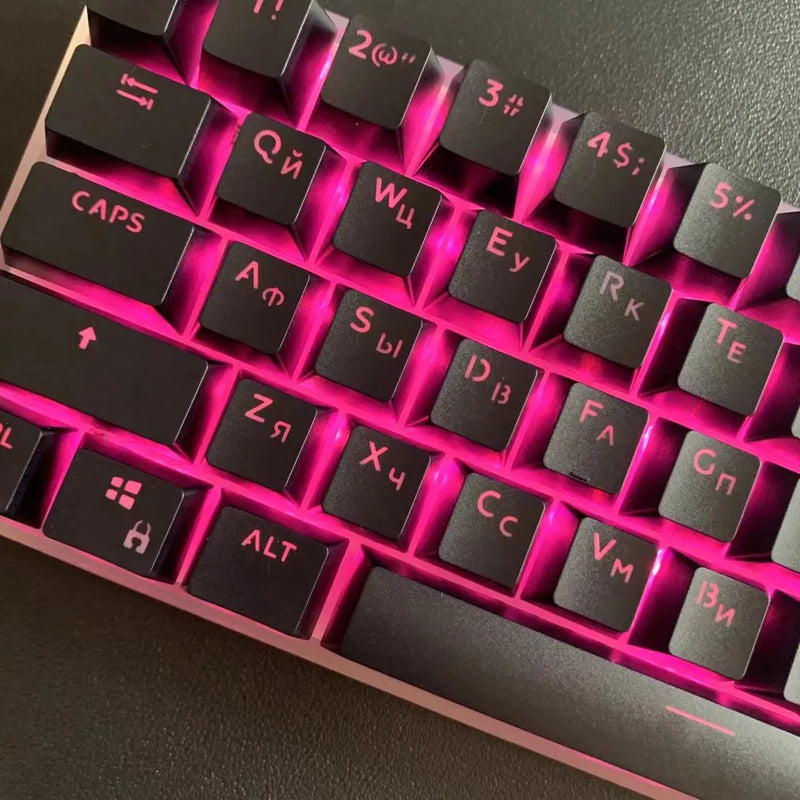 132 Keys Russian Cyrillic Keycaps PBT for MX Mechanical Keyboard LED Backlit Model
