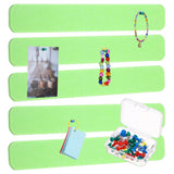 10Pcs Self-Adhesive Felt Bulletin Board Bar Strip with Push Pins, Emerald Green Model
