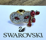 ?? Swarovski Crystal 2000 SCS Columbine Masquerade Mask Pin, Red Eyes / Enamel Model