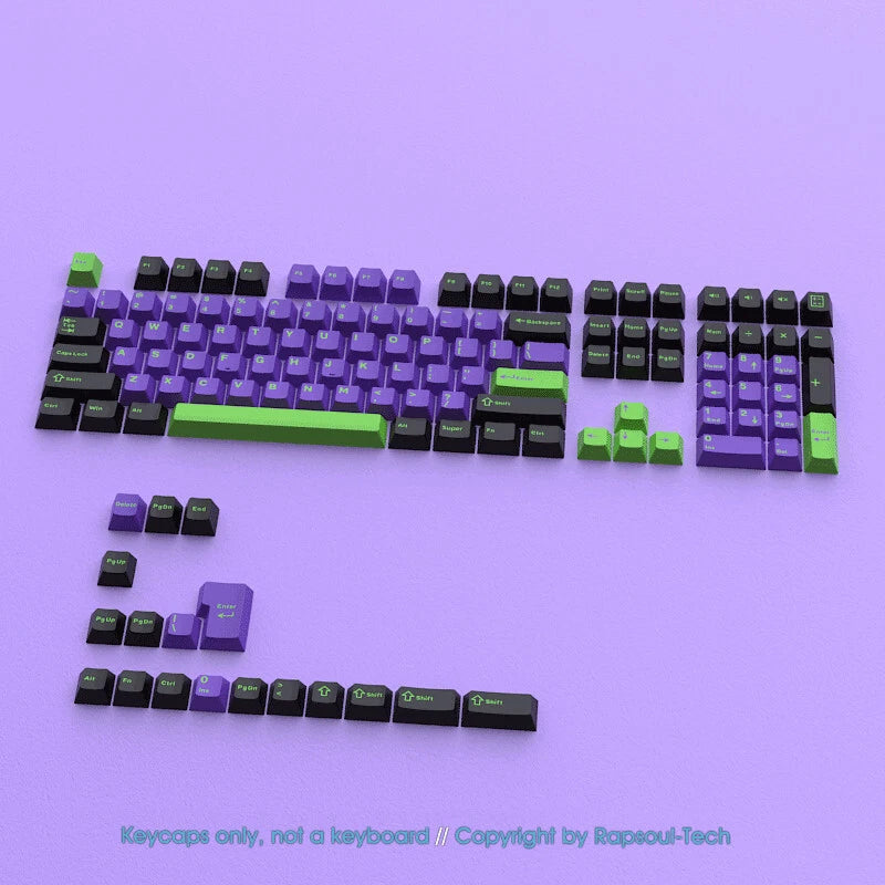 EVA01 Mecha-01 EVANGELION PBT Doubleshot Keycaps set for MX Mechanical Keyboards Model