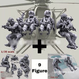 1/35 Resin Figures 9pcs US Modern Soldiers Helicopter Crew (No Plane) Unpainted Model