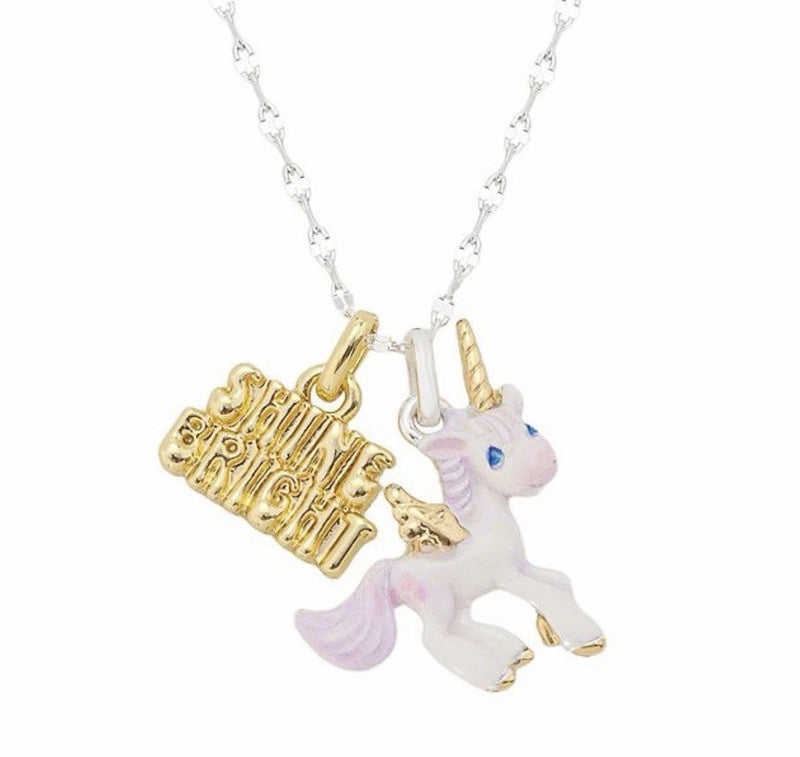 Precious Moments Unicorn Necklace Shine Bright Fine Silver Plated NIB Viral Charms