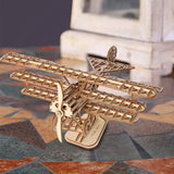 145pcs Wooden 3D Retro Airplane Jigsaw Mechanical Model Puzzle Kids Assembly Toy Model