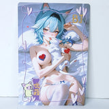Eula Waifu Card Anime Girl Neko Kitty Cat Wall Art Oversized Board A5 Model
