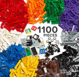 Play Platoon 1100 Piece Building Bricks Kit with Wheels, Tires, Axles, Windows Model