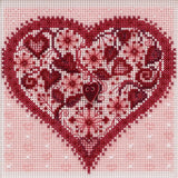 Valentine Heart Cross Stitch Kit Mill Hill 2019 Buttons & Beads Spring MH141912 Model