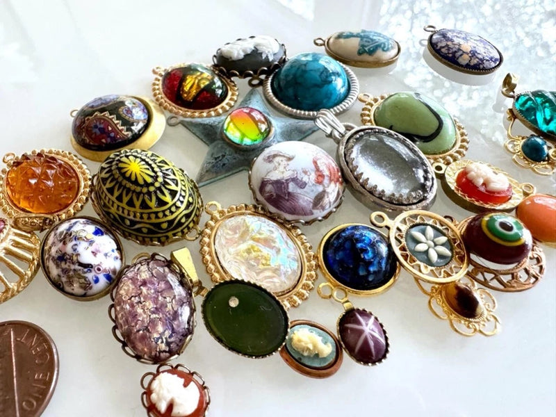 Vintage Fancy Cab Charms Pendants Lot 30 Pieces Charms