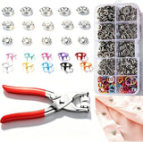 Metal Snap Button Kit 100 Sets with Pliers 10 Colors 9.5mm Fabric Sewing Craft Model