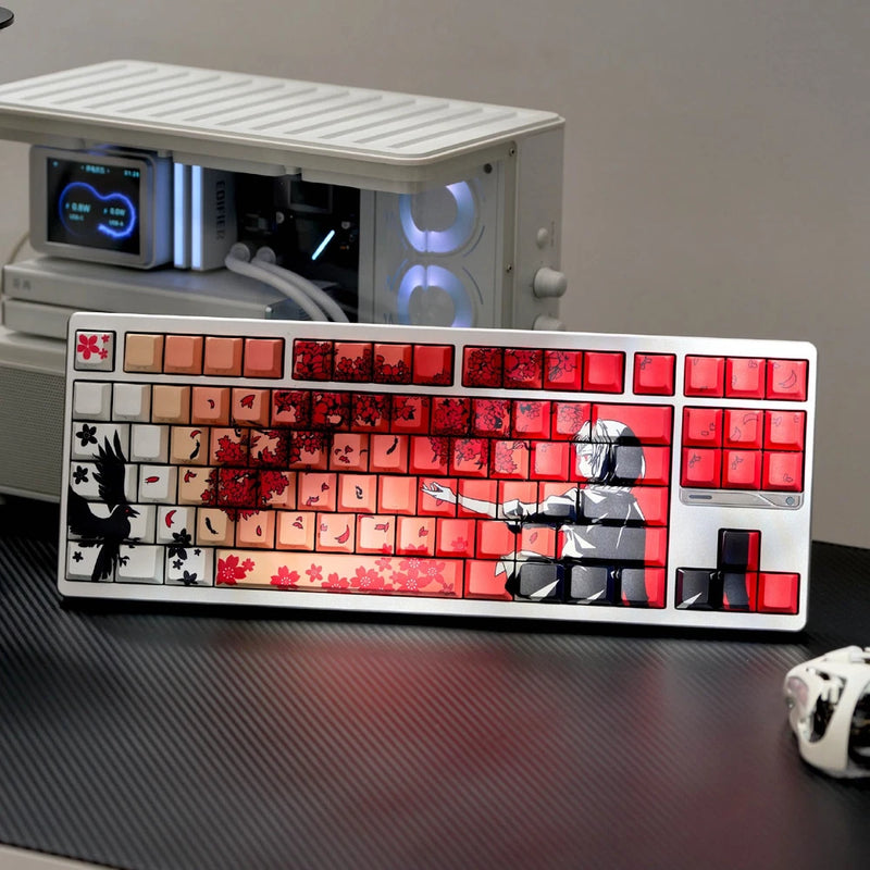 Sakura Girl Keycaps Side-Engraved Translucent PBT Thermal Sublimation 130 Keys Model