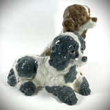 VTG Nadal Hand-Crafted 2 Cocker Spaniels Figurine Brown/White /Gray Dogs 7" EUC Model