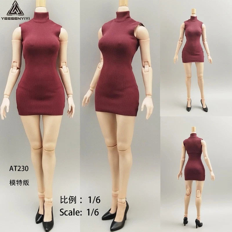 Female 1:6 High Collar Sleeveless Dress Model Fit 12'' AT210  AT206 TBL Figures Model
