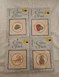 4 Vtg SINGER COUNTED CROSS STITCH KITS  Pineappl, artichoke, peppers Carrots 8x8 Model
