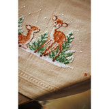Vervaco stamped cross stitch kit tablechloth "Hirsch", 80x80cm, DIY Model
