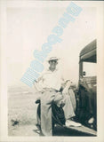 Man 1930's Posing on Vintage car running board  3.25 x 2.25 inch Model