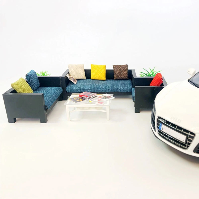1/18 Diorama Car Garage Sofa Table Furniture Seat Model Scene Display Prop Model Model