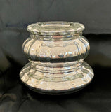 Dept 56 Handblown Mercury Glass Pillar Candle Holder Pedestal Silver Vintage Model