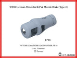 ET Model P35-245 1/35 WWII German Type?2 88mm KwK/Pak Muzzle Brake 3pcs Model