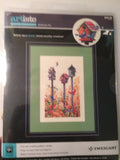 Zweigart Artiste BIRDHOUSE TRIO Cross Stitch Kit - birds flowers cardinal design Model