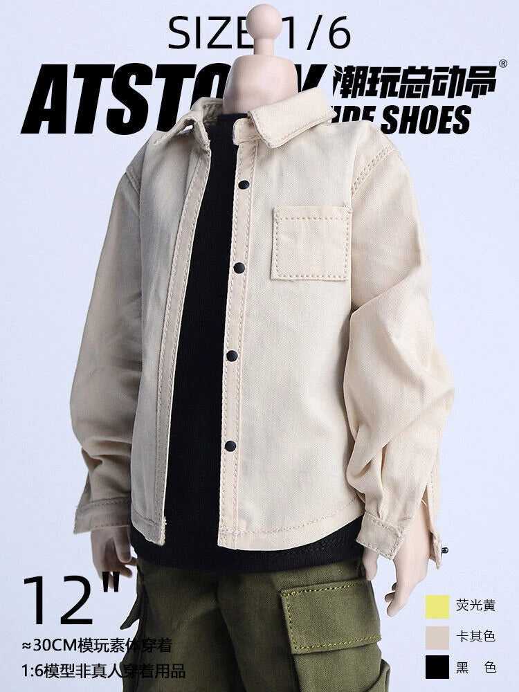 1/6 Scale Long sleeves Male Shirt Coat Model Fit 12''Action Figure Body Toys Model