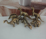 6pcs Vintage Solid Brass Dinosaurs Figurines Miniature Sculptures & Gift Box Model