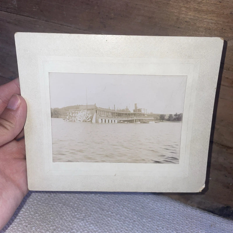 Antique Sunk Merrimack Steamboat Haverhill Massachusetts Photo On Board Model