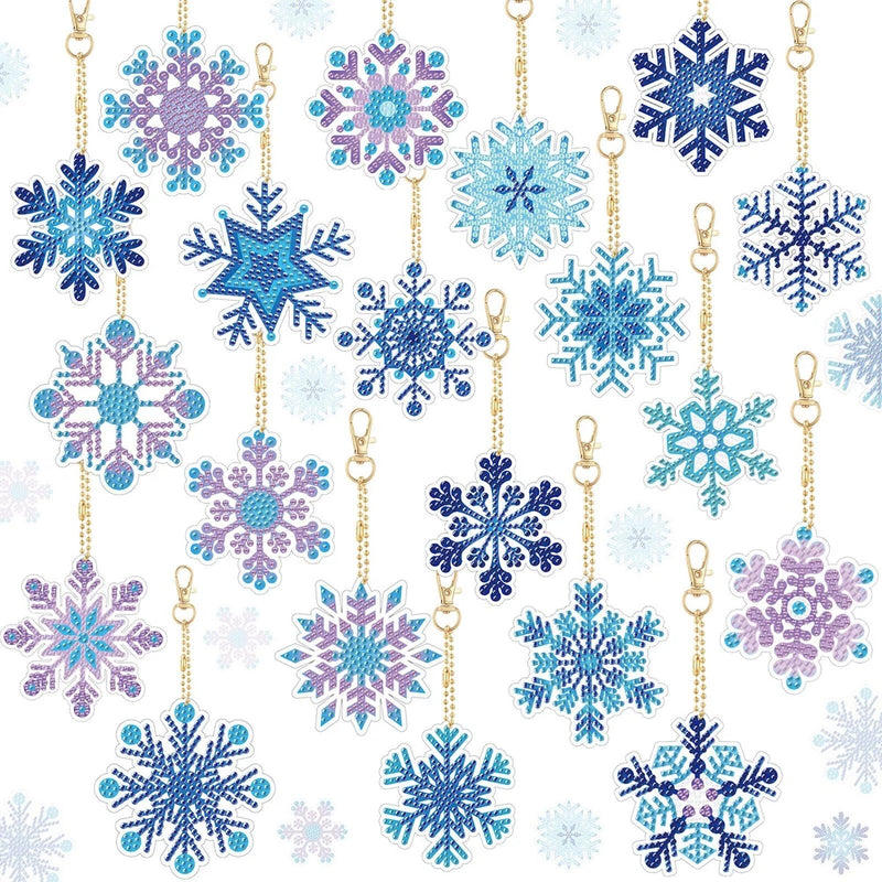 20 Pcs Christmas Diamond Painting Keychain Kits 5D DIY Diamond Art  Double S... Model
