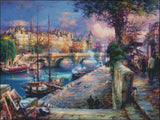 Needlework Crafts Full Embroidery DIY Counted Cross Stitch Kits Bank of La Seine Model