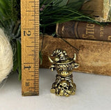 Tiny Miniature Highland Cow Figurine w/ Skull Animal Trinket Decor Halloween Model