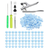 Plastic Snaps Fasteners with Snap Pliers, 100 Set T8 Button Kit Light Blue Model