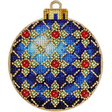 DIY Cross-stitch embroidery kit on wood Blue Ornament Ball Christmas Decor Model